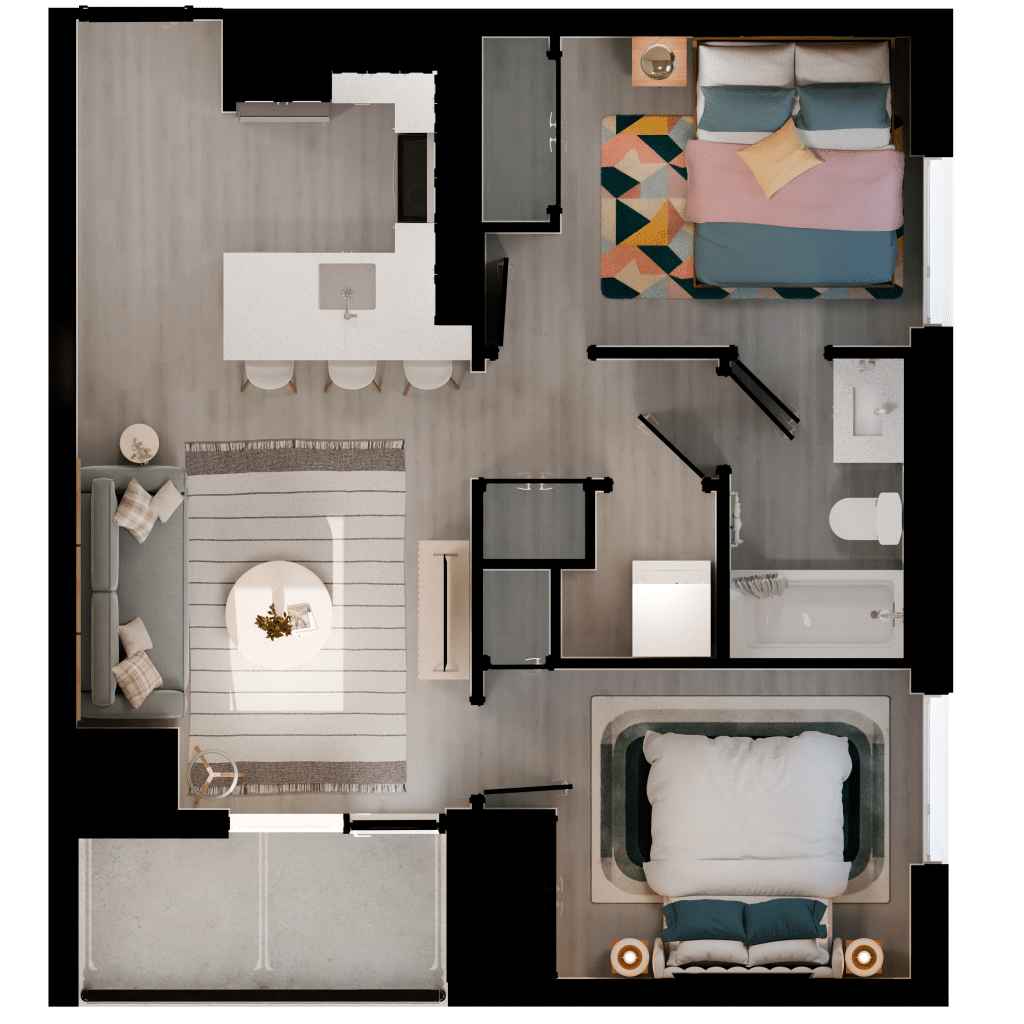 The Alcona 2 Bedroom Floorplan